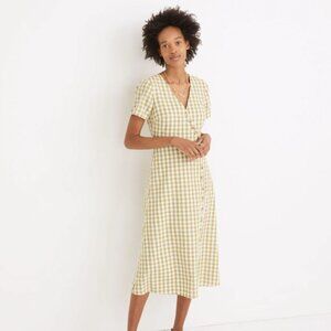 Madewell Button-Wrap Midi Dress in Gingham Check
